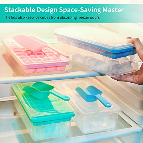 Food-Grade Silicone Ice Cube Tray With Lid And Storage Bin For Freezer, Easy-Release 2 * 36 Small Nugget Ice Trays 1 Ice Bucket & Scoop, Flexible Ice Cube Molds With Ice Container #TOP5