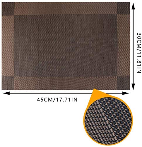 Image of YELONA Dining Table Placemats and Runner Set - Heat Resistant, Washable, Stain Resistant Mats - Woven Vinyl Plastic - Easy to Clean-(45x30 cm 4 Placemats, 180x30 cm 1 Runner)-Ideal for Stylish Dining