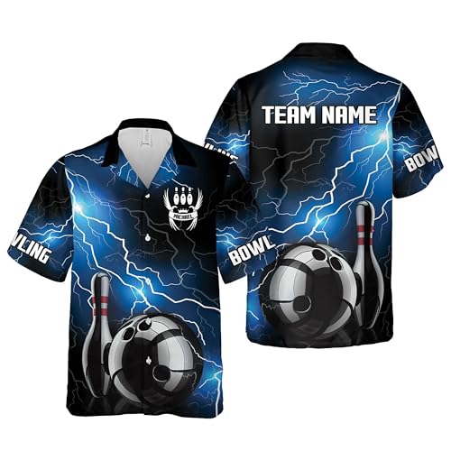 Personalized Bowling 3D Shirt, Bowling Strike Thunder Lightning Custom Bowling Jerseys for Men and Women, Bowling Polo Shirt, Custom Bowling Shirts Gift for Bowling Team Black3