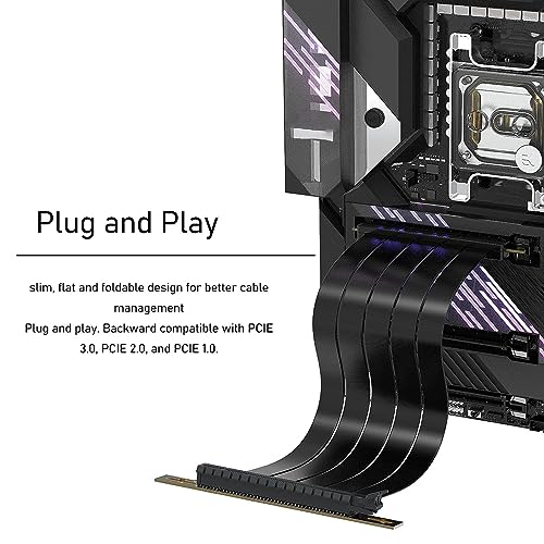 Cabo Riser PCIE4.0 X16, Cabo de Extensão de GPU de Alta Velocidade de 26 GB/S 180 ° Cabo de Extensão
