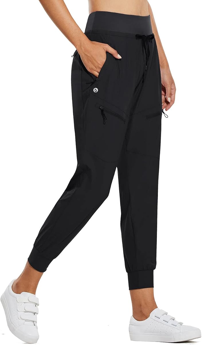 baleaf Pantalones de senderismo ligeros para mujer con 5 bolsillos con cremallera | Diseño de cintura alta, resistente al agua, de secado rápido, pantalones deportivos elásticos UPF 50+, material suave, para viajes y senderismo