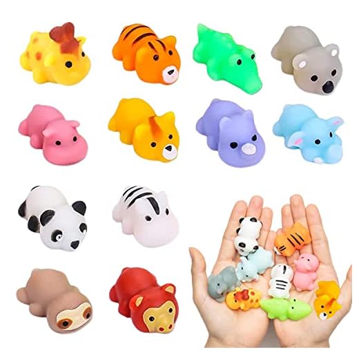 Yeefunjoy 12Pcs Mignon Squeeze Animaux Animal Mochi Toys, Mini Doux Squeeze Anti-Stress Jouets pour Adultes et Enfants Fête d'anniversaire Oeufs De Pâques Remplisseurs Goodie Sac Stuffers