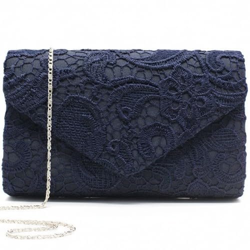 2026 Lace Embroidered Clutch Formal Purses for Women Elegant Evening Bags for Cocktail Prom Party Wedding(Navy)