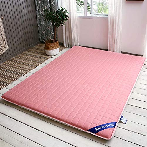 LYBFNN Futon Colchón Tatami Plegable Algodón Ecológico Memory Colchón con Correas Terten Espuma Japonés Tradicional Colchón Futón Gris Antideslizante,Rosado,90 * 200cm