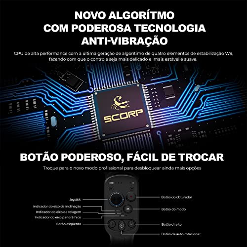 Estabilizador de câmera, estabilizador leve de cardan sem espelho de 3 eixos para C-anon/S-ony/P-ana