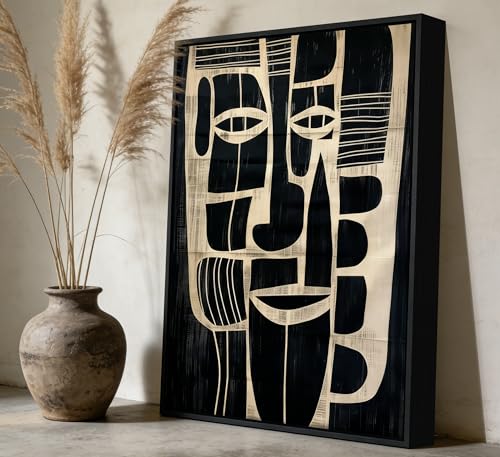 Framed Abstract Face Canvas Wall Art Black and Beige Minimalist Line Painting Picture Wall Decor Boho Neutral Minimalist Poster Print Artwork for Living Room Study Bedroom Home Decoration 12x16in - Image 7