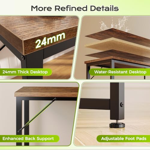 PRAISUN 53" L Shaped Computer Desk, Outlets, Monitor Stand, Rustic Brown by PRAISUN - Used condition - Image 8