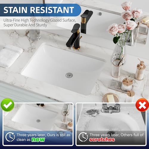 Lavabo sous comptoir rectangulaire anti-éclaboussures évier de salle de bain facile à nettoyer