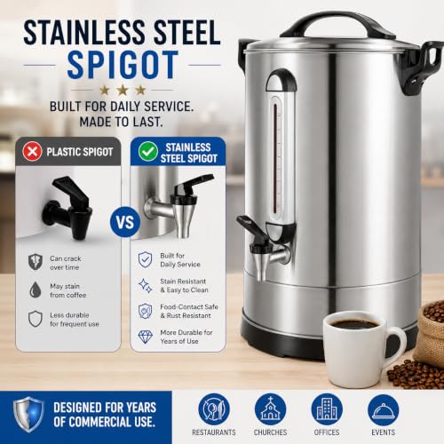 100 Cup Commercial Coffee Urn, 16L Large 304 Stainless Steel Percolator - image 4