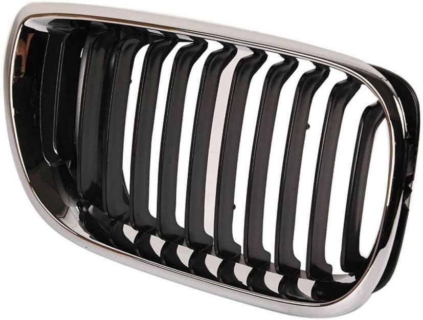 For BMW 325xi/330xi 2002 2003 2004 2005 Grille Driver and Passenger Side | Pair | Chrome Frame | Black Vents | Sedan/Wagon | BM1200126, BM1200127 | 51137030545, 51137030546