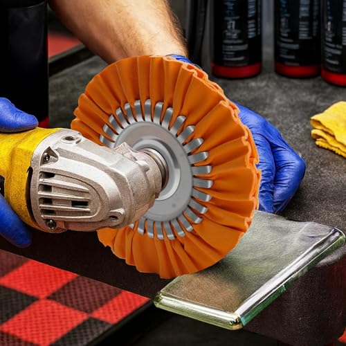 Image of 2PCS 8 inch Airway Buffing Wheel with 5 /8 inch Arbor Flange-Free Hub,Orange Buffing Wheels for Angle Grinder, All-Purpose Polishing Wheels for Aluminum Wheels Stainless Steel and Metal Finishing