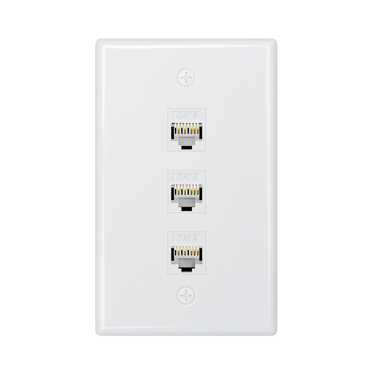 iwillink 1-Pack Cat6 Ethernet Wall Plate, 3-Port RJ45 Wall Plate, White