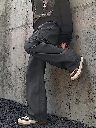 WDIRARA Men's Drawstring Waist Cargo Pants Oversized Casual Streetwear Trousers with Pocket3