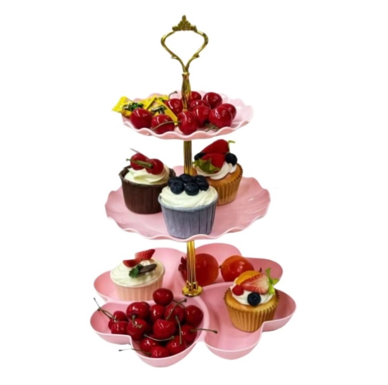 Dessert Fruit Display Cupcake Stand Cup Cake Fruit Dessert Party Server Plates Stands Wedding Tea Party(Pink)