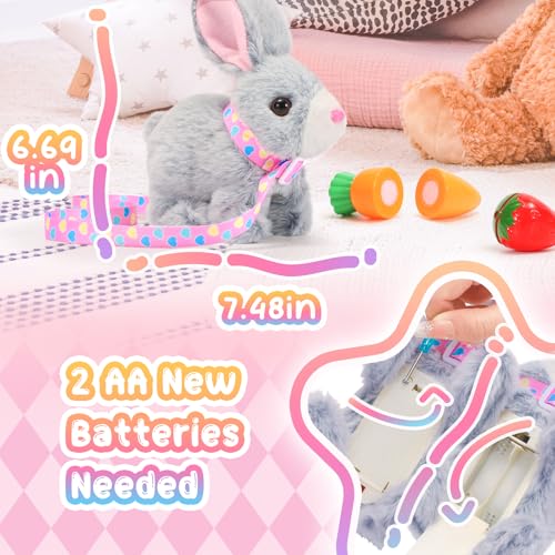 Tagitary Easter Plush Bunny Toy for Kids,Interactive Realistic Bunny with Sounds,Walking,Ears Wiggling,Twitch Mouth and Nose,Hopping Rabbit Toys Easter Basket Stuffers Birthday Gift for Toddlers by Tagitary - Image 2
