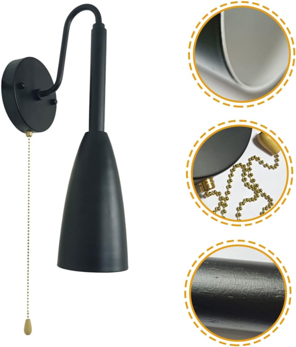 MAGICLULU Gooseneck Wall Light Fixture Pull Chain E27/E26 Socket Bedside Lamp for Bedroom and Living Room Modern Decorative LED Wall Lamp for Hallway and Stairs