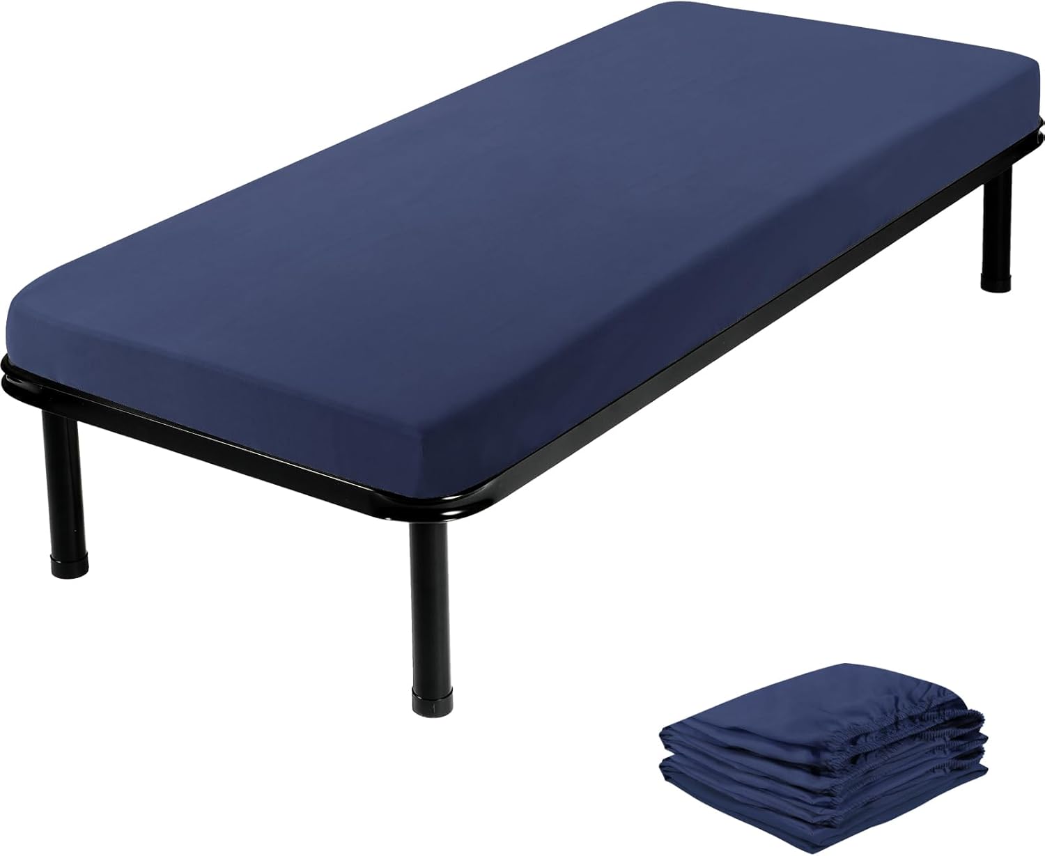 Cot Sheets 31" x 75", 2 Pack Cot Size Sheet Fitted for Narrow Twin Mattress/RVs Bunk/Guest Beds/Army Cots/Trifold Mattress/Travel Size Mattress, Ultra Soft & Breathable Camper RV Bunk Bed Sheets, Navy