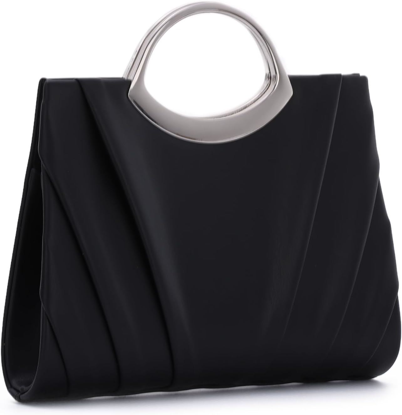Oweisong Clutch Purse for Women Formal Vegan Leather Evening Bag Ruched Pleated Handbags for Wedding Guest