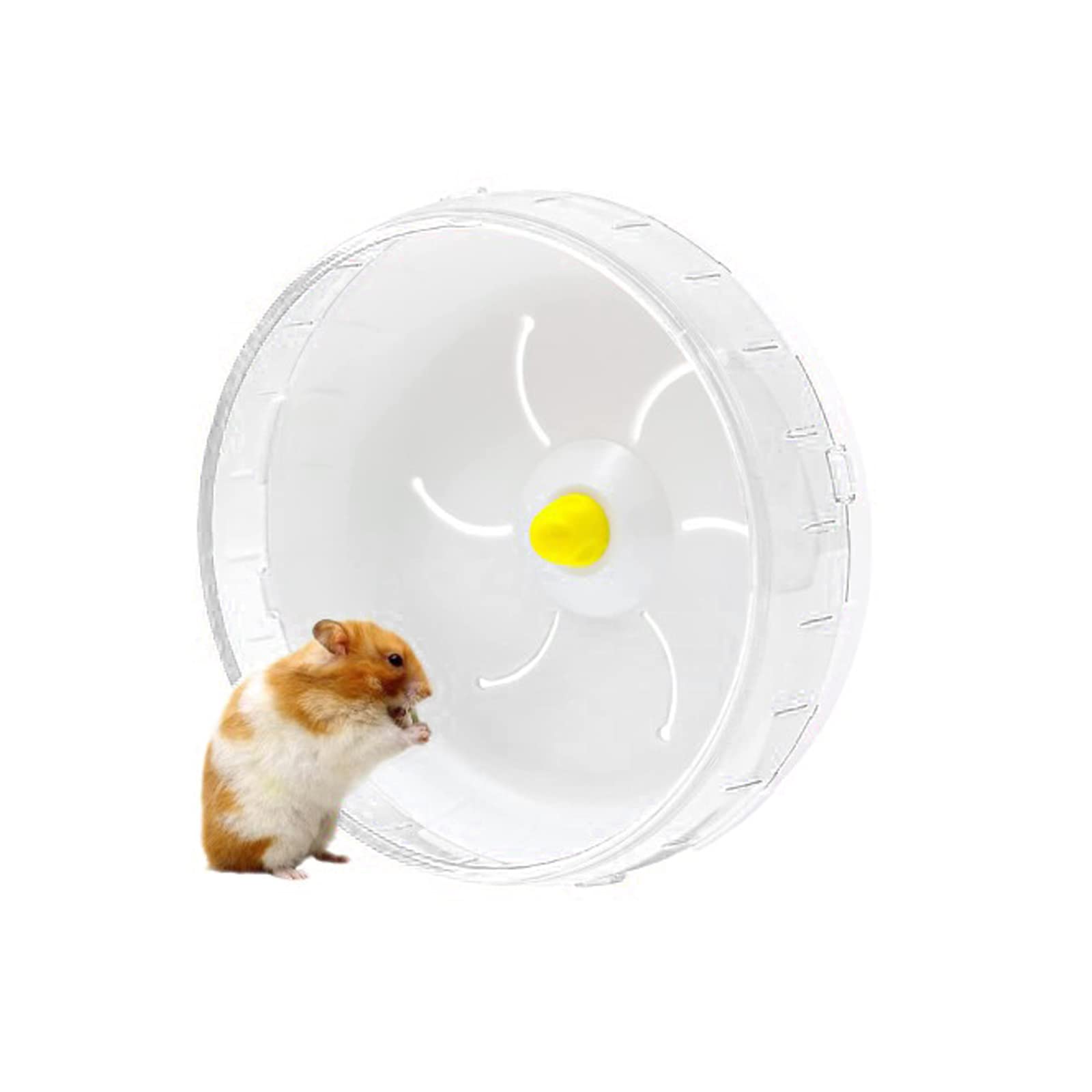 Silent Hamster Wheel Hamster Toys,Plastic Spinner Hamster Exercise Wheel for Syrian/Dwarf Hamster Gerbil Rats Squirrel Guinea Pig Gerbil,Running Wheel Toy for Small Animal,Pets (Transparent)