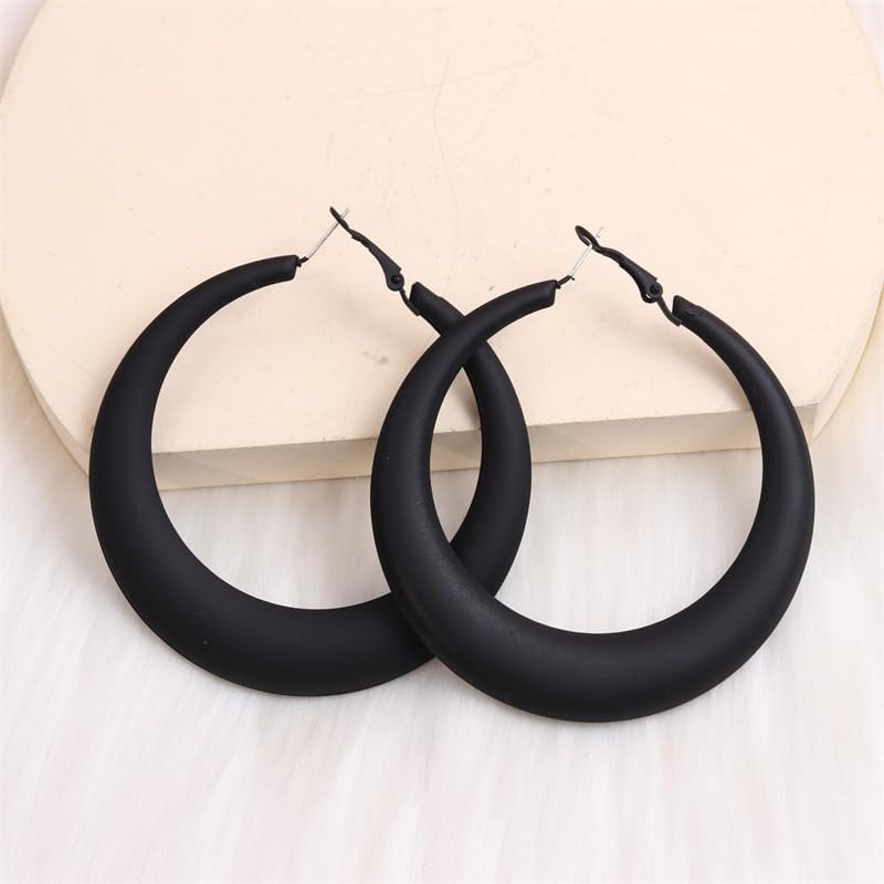 Miniatura 5 de Aretes de aro coloridos para mujer, aretes colgantes de neón de los años 80 y 90, aretes retro mate grandes, aretes gruesos exagerados, joyería Y2K,