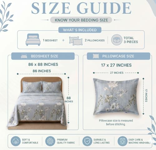 Image of HOMEKART Glace Cotton 160 TC Leaf Printed Double Bedsheet with 2 King Size Pillow Covers | Soft & Durable | 86 x 88Inches (Grey & White)
