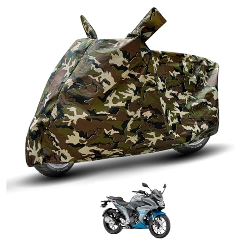 Image of Auto Hub Waterproof Bike Cover Compatible with Yamaha Fazer Dustproof, UV Protection Two Wheeler Bike Fazer Cover - Army Print