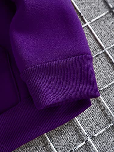 COZYEASE Men's Oversized Letter Graphic Drawstring Casual Hoodies Long Sleeve Vintage Street Hoodie Sweatshirts Purple L3