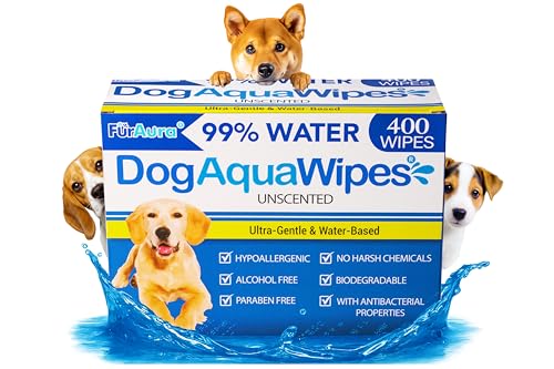 99% Water Dog Wipes, Extra Large 8x8 Puppy Wipes for Sensitive Skin – Hypoallergenic Pet Wipes for Grooming Tear Stain, Face, Ears, Eyes Paws & Butt – Alcohol Free, Biodegradable, Unscented 400 Count