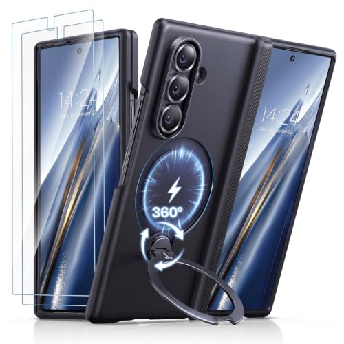 Image of TORRAS Q3 Spin for Samsung Galaxy Z Fold 8 Ultra 5G Case, 360 Magnetic Kickstand, Compatible with MagSafe, Hinge Protection, Shockproof Back Cover with 2 Screen Protectors, Black