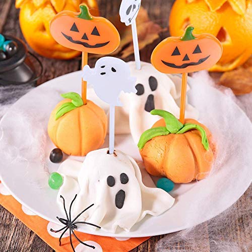 100 Stück Halloween-Cupcake-Topper – Mit Geistern, Kürbissen & Skeletten
