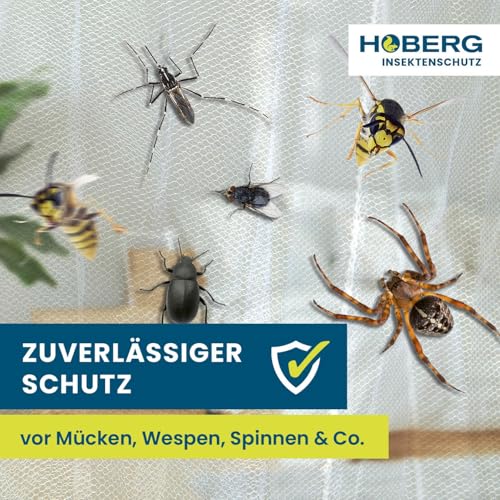 HOBERG Moskitonetz Reise | XXL Mückennetz Bett für Kinderbett, Einzel- & Doppelbett | Outdoor Moskitozelt 400 Mesh für Balkon | Insektenschutz Baldachin zum Kleben oder Bohren - mit Spannring 60 cm Ø