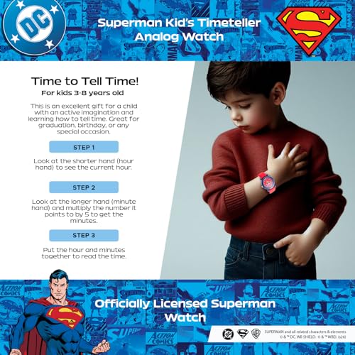 Reloj Superman para niños con bisel resistente y manecillas de aprendizaje 6