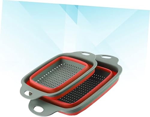 Miniatura 3 de Cesta de drenaje telescópica plegable multiusos para frutas y verduras para el hogar, cocina, diseño rojo práctico para una fácil organización