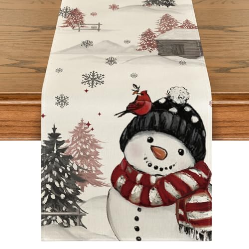 Artoid Mode Schwarz Schneemann Weihnachten Tischläufer, Saisonnal...