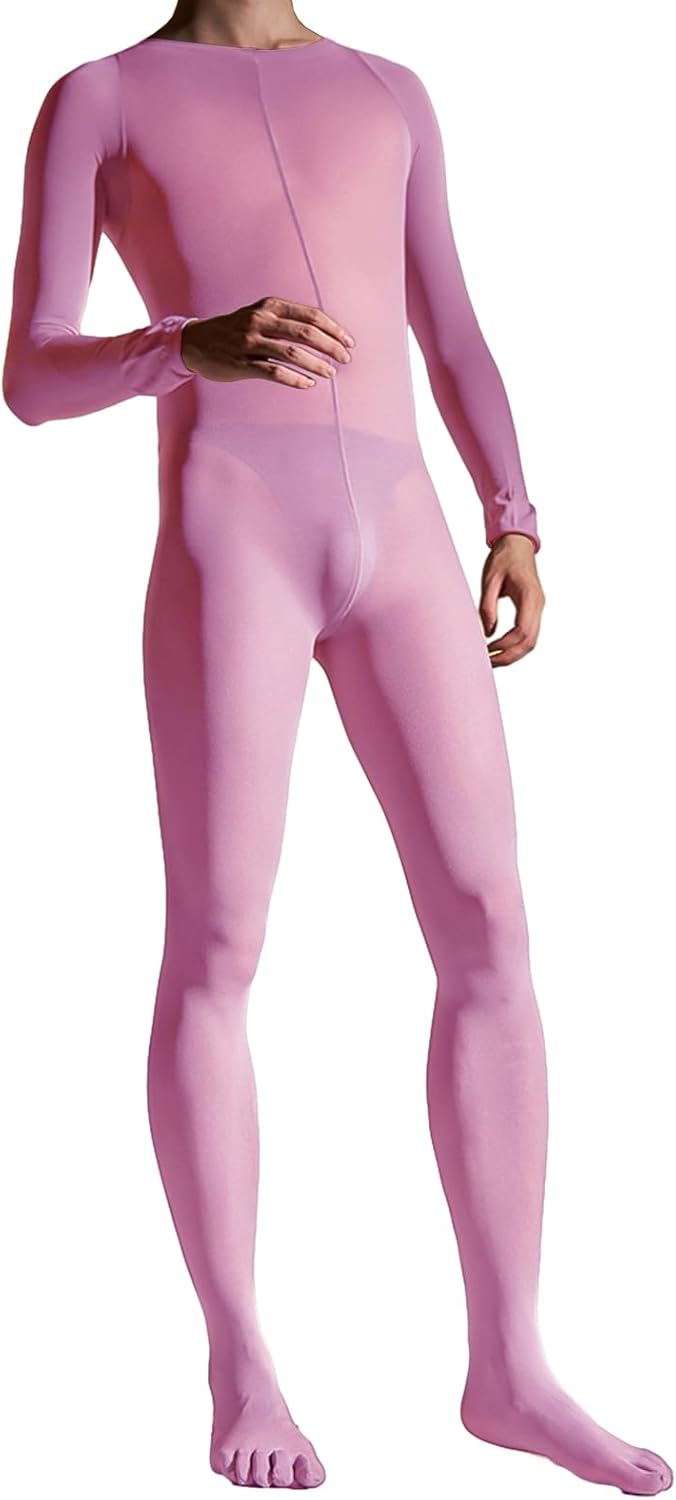 LESOYA Women Men 120D Velvet Sheer Full Bodystocking High Elastic Sheer Bodysuit Catsuit with Gloves Toes