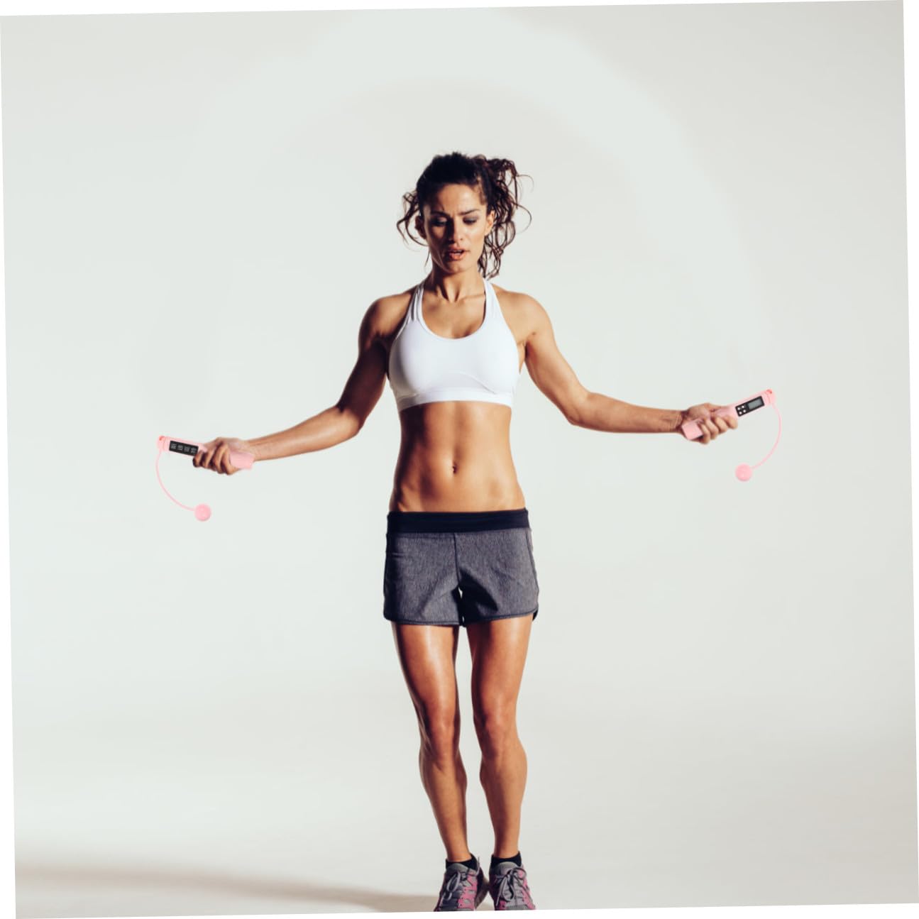 Toyvian Saltar la Cuerda para Contar inteligentemente Cable cordón Grueso Salto a la comba Cuerda de Salto de Fitness para Mujeres. Cuerda de Saltar con Peso para Mujeres AbS Rosa