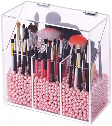Acrylic Makeup Brush Organizer Clear Acrylic Makeup Brush Organizer with Lid Compartment Makeup Brush Holder Cosmetic Brush Storage Box brush holder with lid, makeup brush storage with lid,