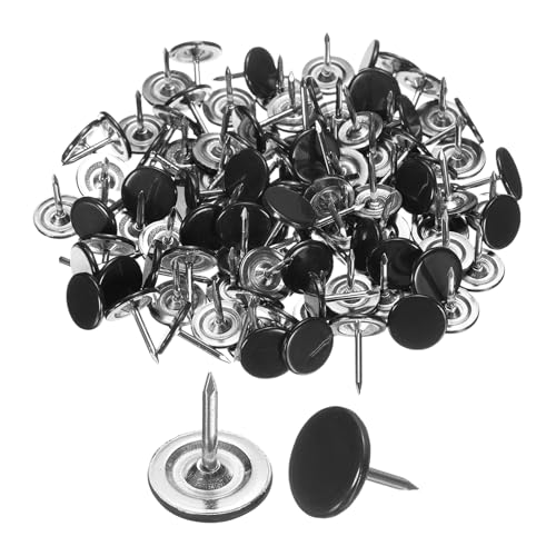 sourcing map 150 tachuelas de tapicería, 11 mm x 13 mm, cabeza plana, tachuelas decorativas para muebles, sofá, cabecera, color negro