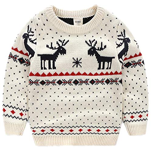 BESTERY Childrens Cotton Christmas Ugly Sweater Pullover Outfit Jumper for Christmas Party Photograph Best Gift White