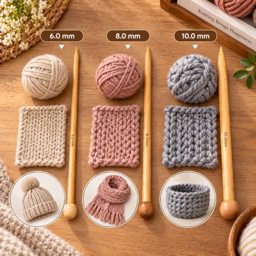 6 Stück Stricknadeln Holz Set,Bambus Knitting Needles,Stricken für Anfänger – Bild 4