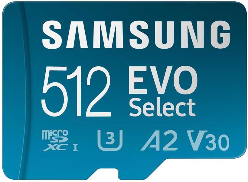 Samsung EVO Select (2024) microSD Card + SD Adapter, 512 GB, Memory Card for Smartphone and Tablet, UHS-I U3, 4K UHD, Full HD, Read 160 MB/s, MB-ME512SA/EU