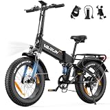 VARUN Bici Elettrica Pieghevole, 20''*4.0" Fat Tire Bicicletta Elettrica Uomo/Donna, 48V 13Ah Batteria Rimovibile, Autonomia 60-120Km, Doppia Sospensione, 7 Velocità EBike per All-Terrain