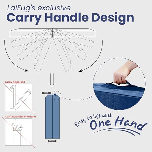 Image of Laifug Foldable Waterproof Dog Bed for Large Dogs - Outdoor Orthopedic Dog Bed with Washable Removable Cover, Pet Mattress with Handles, Navy Blue, (44 x 32 x 3.5 inches)