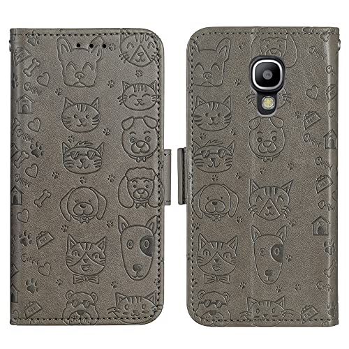 Fdcwtsh Compatible With Samsung Galaxy S4 Mini Wallet Case Wrist Strap Lanyard Leather Flip Card Holder Stand Cell Accessories Phone Cover For Gaxaly S 4 Mini Galaxies S4Mini Women Men Grey #TOP5