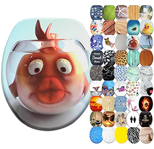 Sanilo Soft Close Toilet Seat, Wide Choice of New Toilet Seats, Stable Hinges, Easy to Mount (Goldfish)