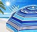 AMMSUN 6.5 ft Heavy Duty Beach Umbrella for Sand with tilt Air Vent Sun Shelter, UV 50+ Protection Outdoor Sunshade Umbrellas and Parasols with Carry Bag for Patio Garden Beach Pool stripe Blue