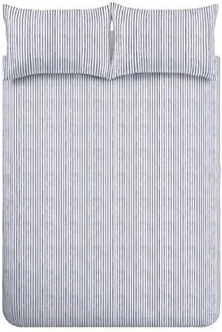 Content By Terence Conran Chelsea Textured Stripe 200 Thread Count Cotton Single Duvet Set, Navy