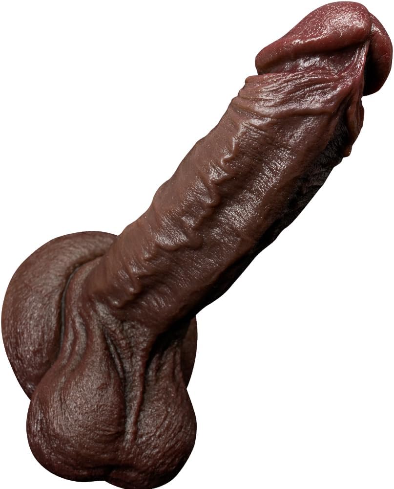 9 Inch Black Realistic Dildo Sex Toy, Feels Like Skin Huge Thick Dildo,with Strong Suction Cup for Hands-Free, Lifelike Silicone Sex Toys for Vagina Anal Stimulation