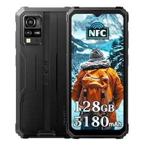 Blackview BV4800 Pro Outdoor Handy ohne Vertrag, 12GB+128GB/1TB TF Baustellenhandy Android 14, 6.56" HD+ Outdoor Smartphone, 16MP Kamera, 5180mAh, IP68 Wasserdicht, 4G/WiFi/NFC/OTG/GPS/FM, Schwarz