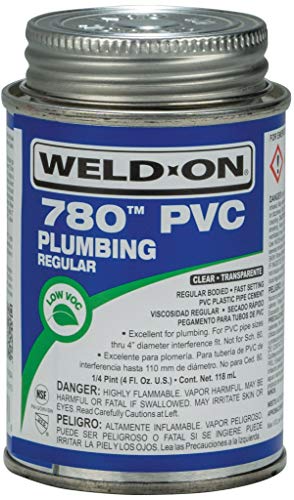 Weld-On 14004 780 Pvc Regular-Bodied High Strength Plumbing Solvent Cement - Fast-Setting And Low-Voc, Clear, 1/4 Pint (4 Fl Oz) #TOP4